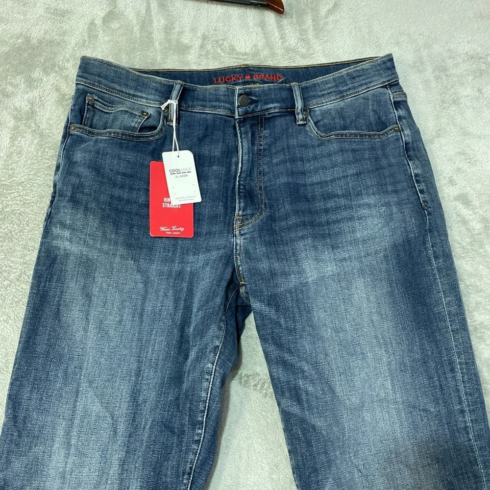 NWT Lucky Brand 363 Vintage Straight Men's 36x34 Blue Cotton Blend Denim Jeans